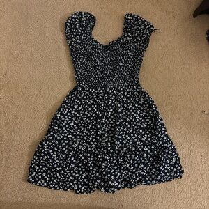 Hollister Floral Navy Blue Dress with pockets